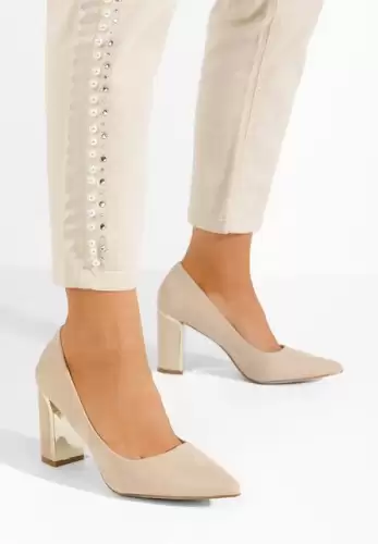 Pantofi cu toc gros Sireda V2 bej