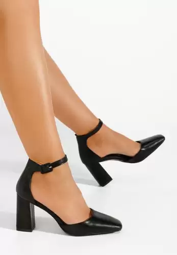 Pantofi cu toc gros Tisha negri