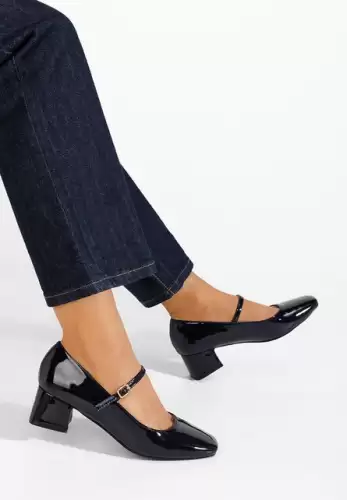 Pantofi cu toc gros Yoselin navy