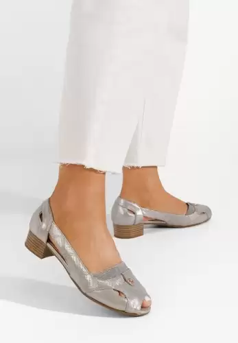 Pantofi cu toc mic Melita B argintii
