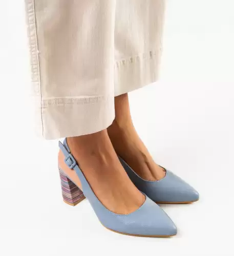 Pantofi cu toc Soka Albastrii