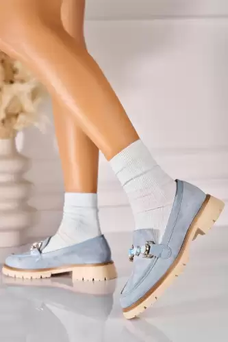 Pantofi dama casual Albastri din Piele Ecologica Natalea