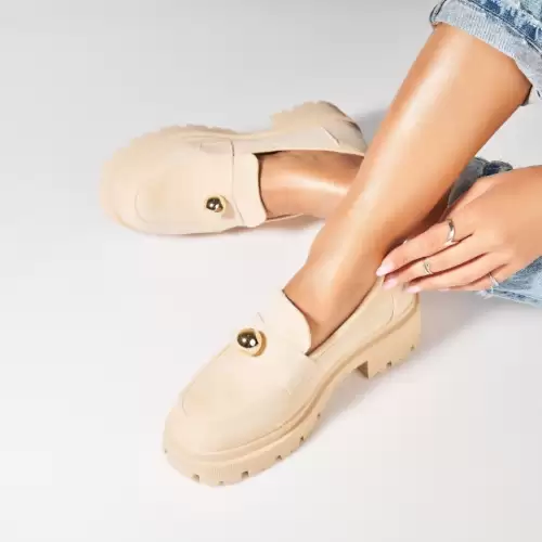 Pantofi dama casual Bej din Piele Ecologica Intoarsa Dalaa