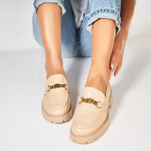 Pantofi dama casual Bej din Piele Ecologica Nandhi