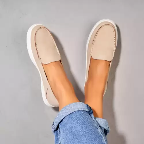 Pantofi dama casual Bej din Piele Ecologica Nieve