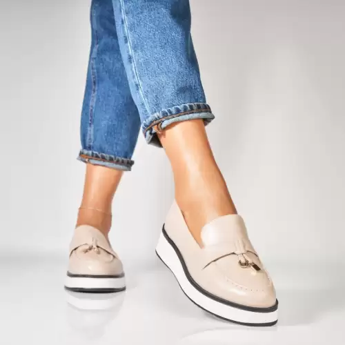 Pantofi dama casual Bej din Piele Ecologica Tasale