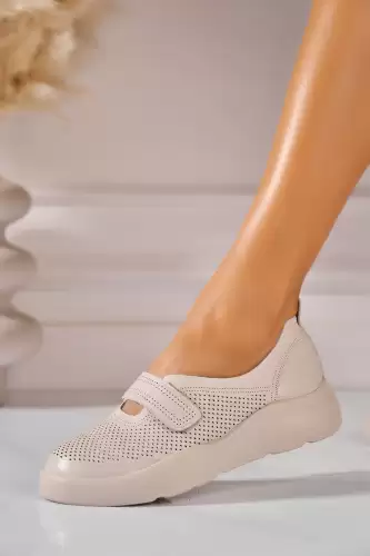 Pantofi dama casual Bej din Piele Ecologica Zenaya