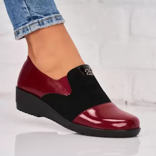 Pantofi dama casual Bordo din Piele Ecologica Lacuita Liv