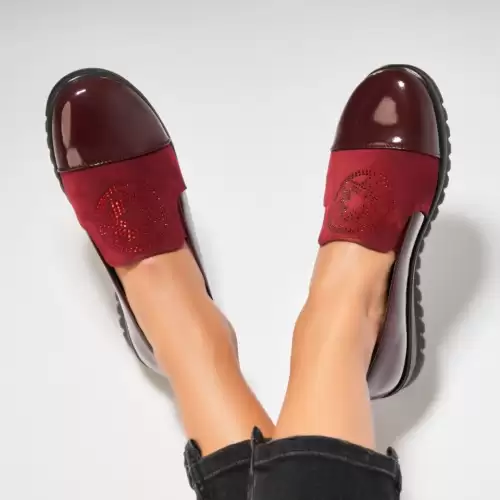 Pantofi dama casual Bordo din Piele Ecologica Lacuita Lukia