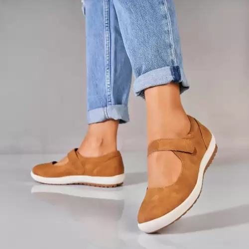 Pantofi dama casual Camel din Piele Ecologica Alenia