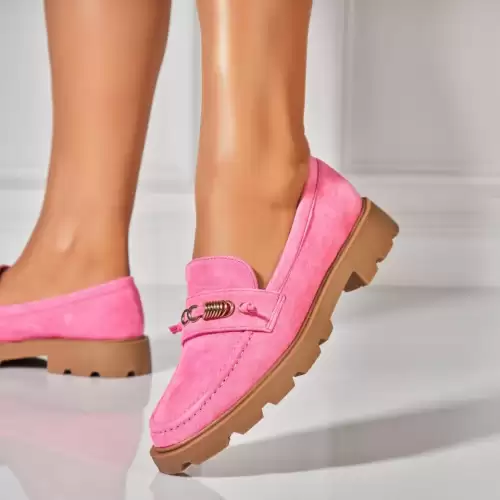 Pantofi dama casual Fucsia din Piele Ecologica Intoarsa Yusra
