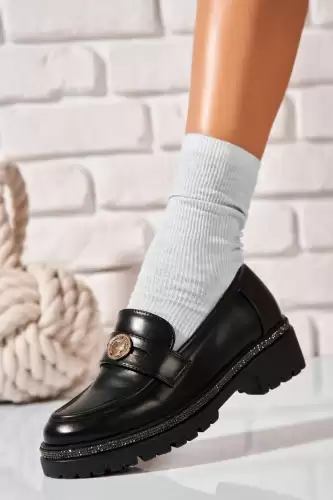 Pantofi dama casual Negri din Piele Ecologica Aleena