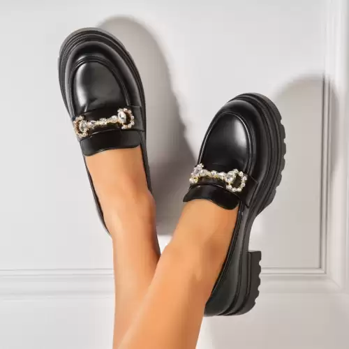 Pantofi dama casual Negri din Piele Ecologica Keiry