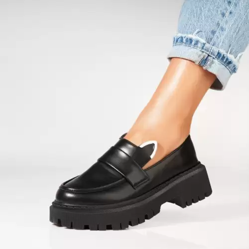 Pantofi dama casual Negri din Piele Ecologica Suhaila