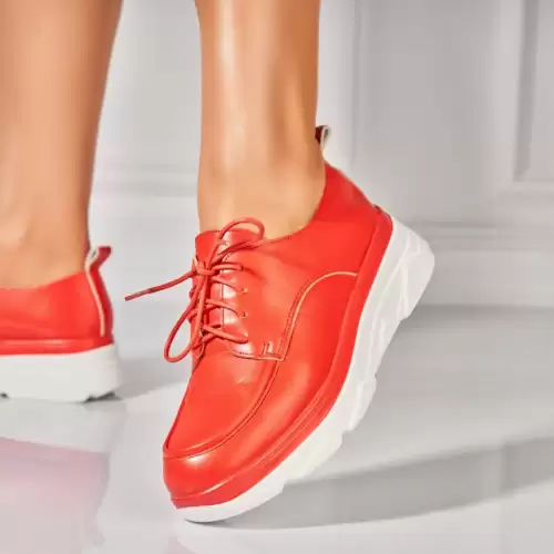 Pantofi dama casual Rosii din Piele Ecologica Sione
