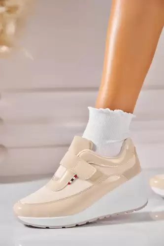 Pantofi dama cu platforma Bej din Piele Ecologica Intoarsa Mikeila