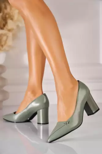 Pantofi dama cu toc Verzi din Piele Ecologica Layali