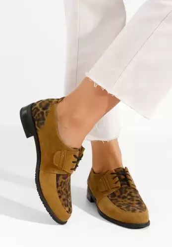 Pantofi derby piele Vogue leopard