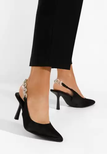 Pantofi stiletto slingback Velas negri