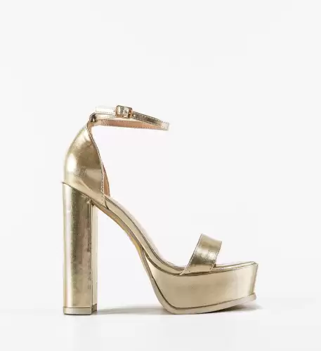 Sandale cu toc Buhy Aurii