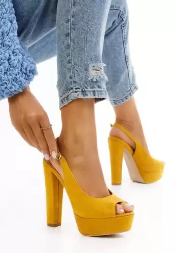Sandale cu toc inalt galbene Arabia