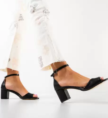 Sandale cu toc Miko Negre 2