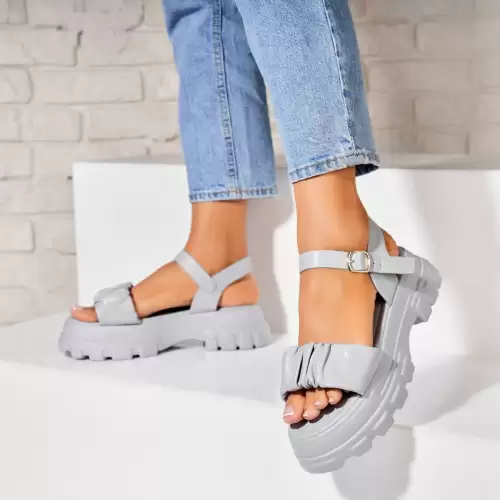 Sandale dama cu platforma Albastre din Piele Ecologica Zaion