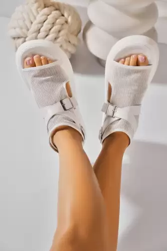 Sandale dama cu platforma Albe din Piele Ecologica Daleisa