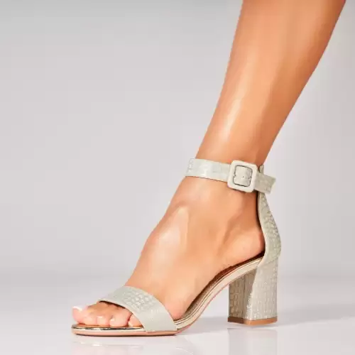 Sandale dama cu Toc Roz Auriu din Piele Ecologica Katryn