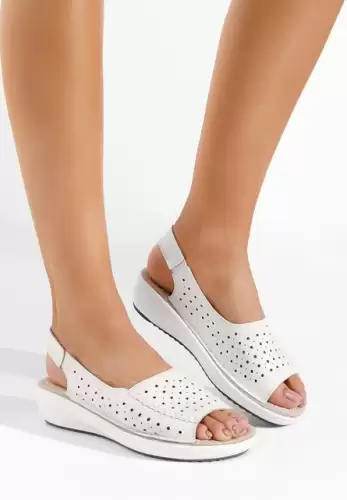 Sandale piele naturala Larnaca albe