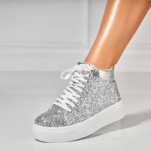 Sneakersi dama Textil Argintii Kasiya