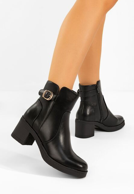 Botine cu toc gros Aidelia negre