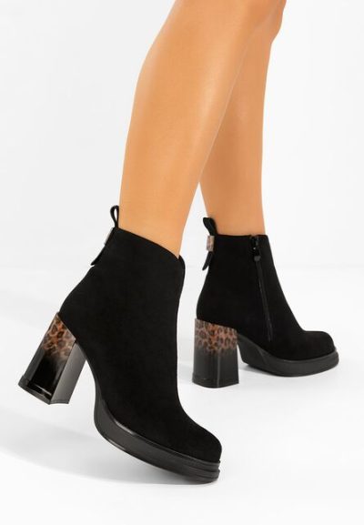 Botine cu toc gros Astonia negre