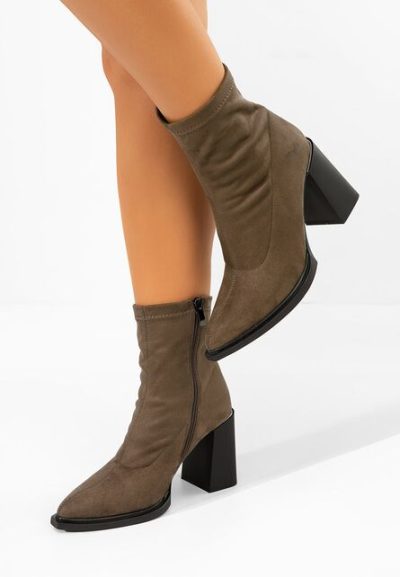 Botine cu toc gros Carisma maro