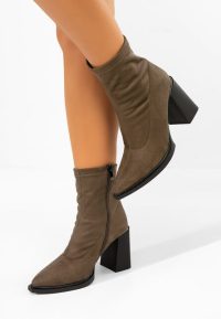 Botine cu toc gros Carisma maro