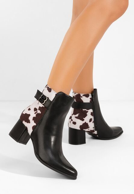 Botine cu toc gros Marivora negre