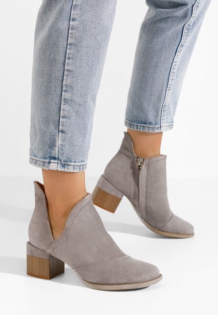 Botine cu toc gros Nivana gri