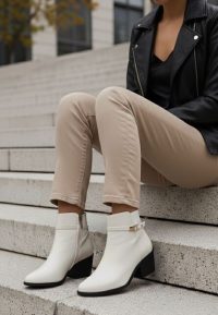 Botine cu toc gros Odelina bej