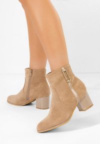 Botine cu toc gros Otalira kaki