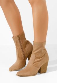 Botine cu toc gros Oviesa kaki