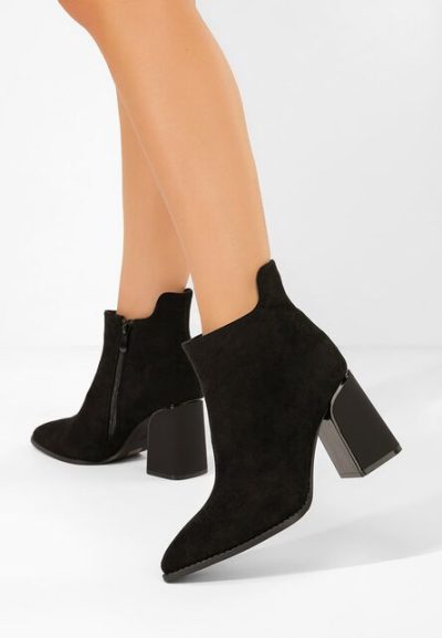 Botine cu toc gros Savrina negre