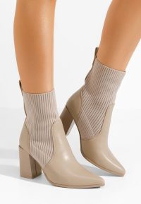 Botine cu toc gros Vinuele kaki