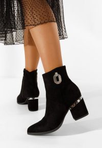 Botine dama cu toc Hoja negre