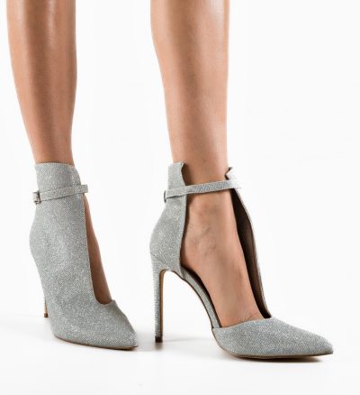 Botine dama Fleur Argintii