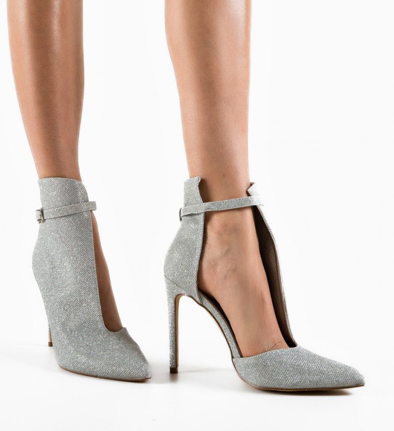 Botine dama Fleur Argintii