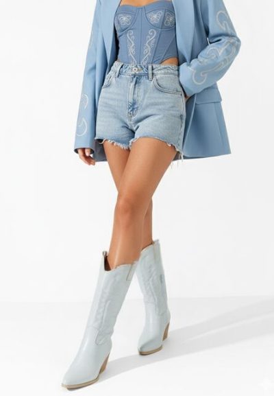 Cizme cowboy dama Albeva bleu