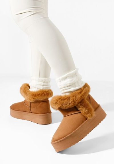 Cizme tip ugg Calla camel