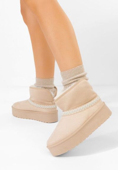 Cizme tip ugg cu platformă Orelis bej