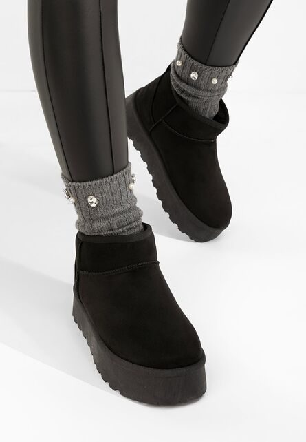 Cizme tip ugg cu platformă Zenaria negre