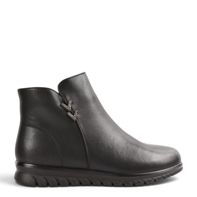 Ghete casual, dama, PASS COLLECTION, J830012 negru, piele naturala